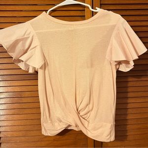 Ruffle sleeve blush pink top